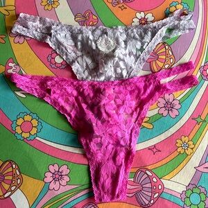 2 lace strappy PINK thongs
